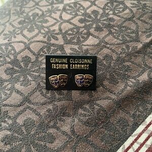 Cloisonné Comedy and Tragedy Mask Earrings